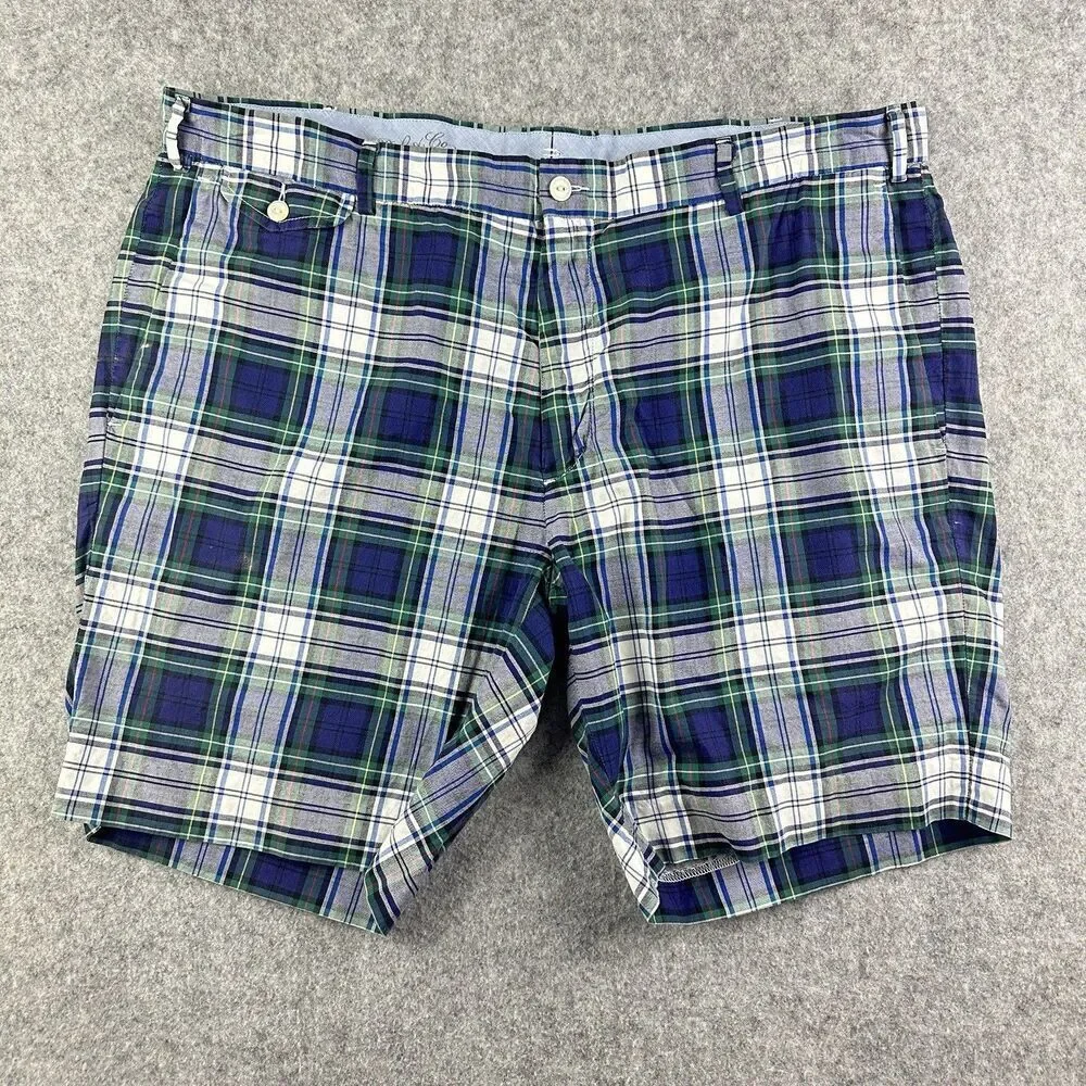 Polo Ralph Lauren Shorts Mens 40 Blue Plaid Preppy Athletic Golf Cotton Chinos*
